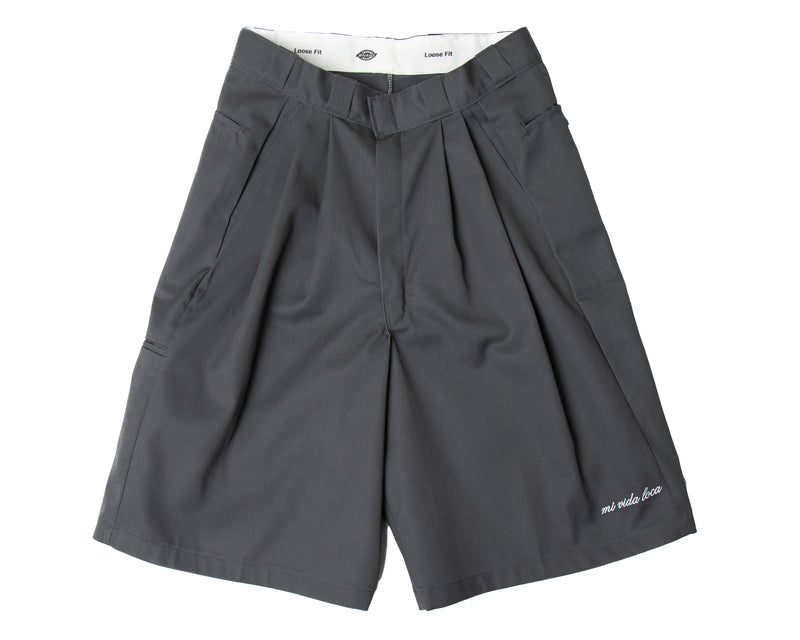 Double Pleat Shorts |Charcoal|