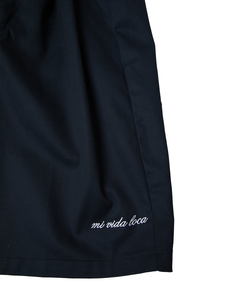 Double Pleat Shorts |Navy|